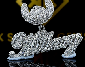 จี้เพชรโมอิส VVS จี้เพชรโมอิสที่กำหนดเองตัวอักษร Vvs Moissanite จี้เงินฮิปฮอป VVS Moissanite จี้เงิน - Product Image 1