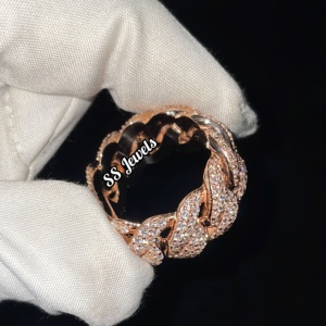 Unisex 10K Solid Yellow Gold Iced Lab Grown Brilliant Cut Diamond Band <b>Unique</b> Wedding Hip Hop <b>Engagement</b> Anniversary Cuban <b>Ring</b> - Product Image 4