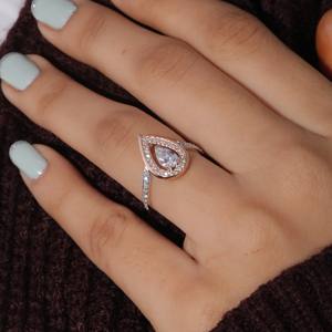 Anillo de Eternidad de Plata de Ley 925 Chapado en Oro de 14K con Perla en Forma de Pera, Anillo de Compromiso y Boda de Lujo para Mujer, Certificado IGI - Product Image 3