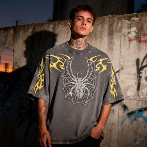 Camiseta de Algodón Extra Grande para Hombre con Estampado Personalizado para Uso Diario Minimalista |   Ropa Casual de Calle - Product Image 3