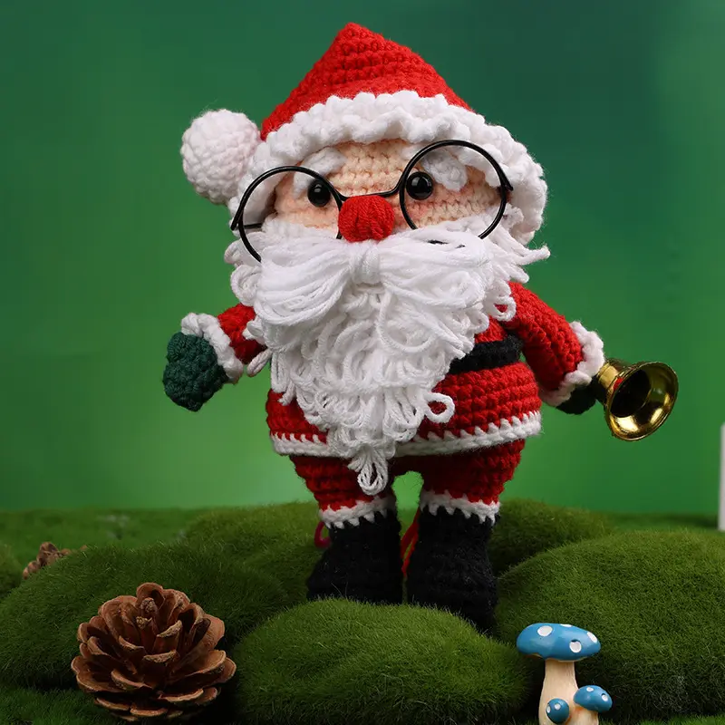 산타 클로스 DIY 수제 인형 크로 셰 뜨개질 키트 초보자를위한 재봉 재료 패키지 어린이 성인을위한 손 뜨개질