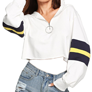 Sudaderas de alta calidad Sudadera con capucha para mujer Nuevo estilo OEM ODM Casual Logotipo personalizado Impresión Crop Top Sudadera con capucha - Product Image 1