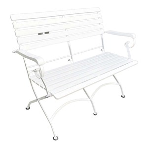 Silla de Jardín Plegable Doble de Madera de Melaleuca REFORD GBD008 con Estructura de Hierro Pintado de Blanco - Product Image 1