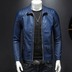 แจ็คเก็ตคอตั้งหนังวัวสำหรับผู้ชายสไตล์สตรีทพร้อมซิปมีให้เลือกทุกสีและขนาด - Product Image 2