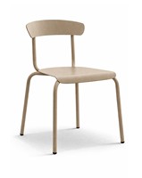 Chaise empilable moderne en acier sans accoudoirs, cadre métallique vert et blanc pour extérieur, jardin, école