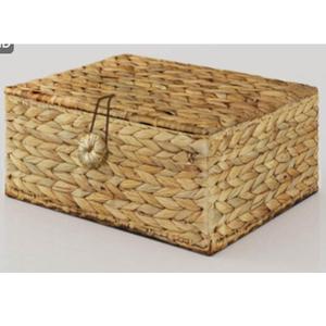 Panier de rangement rond multifonctionnel en jacinthe d'eau, jaune foncé, moderne et écologique, avec couvercle flexible, pour la maison, OEM - Product Image 2