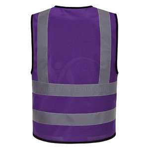 Gilet de sécurité en polyester haute visibilité avec logo personnalisable Vêtements de travail d'extérieur respirants haute visibilité avec logo en vente - Product Image 3