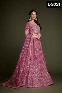 ชุดแต่งกายพื้นเมืองอินเดียผ้าจอร์เจียแบบหนักงานปักและลำดับงาน lehenga choli พร้อมชุดตาข่ายหนาสำหรับงานแต่งงาน - Product Image 5