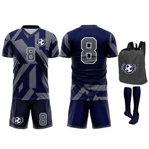Uniforme de Fútbol Personalizado de Alta Calidad, Transpirable, 100% Poliéster, 220g, Manga Corta, Color Sólido, con Logotipo Frontal para Equipos Deportivos - Product Image 1