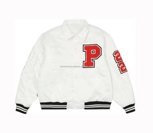 Veste universitaire légère vierge, service OEM, veste en satin pour homme, veste bomber brodée, veste de baseball pour homme 2026 - Product Image 1