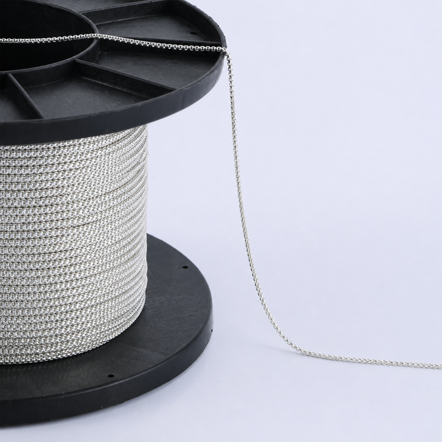 Sterling 925 Silver Round Box Chain 1.2mm Width Bulk Spool Wholesale Silver Box Link Chain for Jewelry Making DIY Necklace