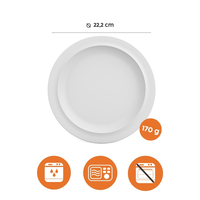 Assiette de petit-déjeuner ORNAMIN Classic Plus 22,2 cm en matériau SAN, compatible lave-vaisselle, pour restaurants, traiteurs et usage commercial |   Empilable |