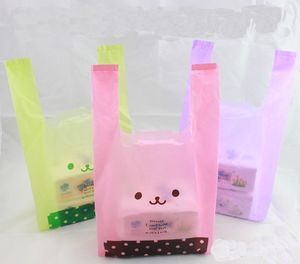 กระเป๋าเสื้อยืดน่ารักคุณภาพสูงและราคาถูกขนาดปรับแต่งได้ถุงพลาสติกของชํา LDPE พร้อมที่จับสําหรับบรรจุภัณฑ์ของขวัญ - Product Image 2