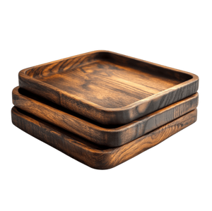 Assiettes de service en bois écologiques, modernes et luxueuses, légères, faciles à nettoyer, pour fêtes, cuisine, usage domestique et professionnel. - Product Image 1