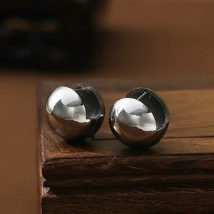 1 paire de boucles d'oreilles rondes en acier inoxydable 304 plaqué or 18 carats, style rétro simple - Product Image 2