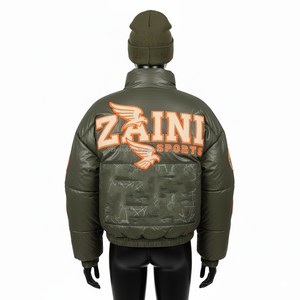 Women Winter Puffer <b>Jacket</b> High Quality Nylon Fabric Olive Green Custom Embroidered Logo Warm Outerwear Puffer <b>Jacket</b> for women - Product Image 2