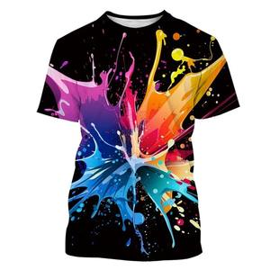 Camisetas de Manga Corta para Hombre, Cuello Redondo, Corte Regular, Impresión Digital Colorida, Verano 2025, Secado Rápido, Transpirables, de Lona - Product Image 5