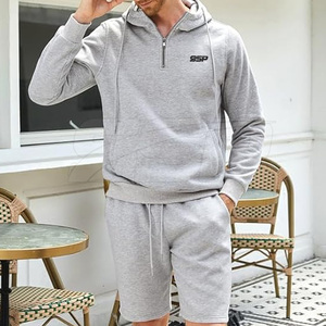 Winter Hooded Casual Men's Hoodies <b>Shorts</b> Set 100% Cotton High Quality Windproof - Product Image 3