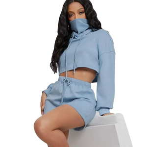 Conjunto de Sudadera corta personalizada para mujer, venta al por mayor, chándal de dos piezas, moda de verano, proveedor de ropa deportiva - Product Image 4