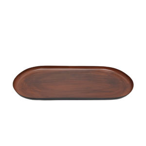 Bandeja de servicio de vajilla de hierro de Color de madera rústica personalizada, pedido a granel para Decoración de mesa de boda, bandeja ovalada - Product Image 1