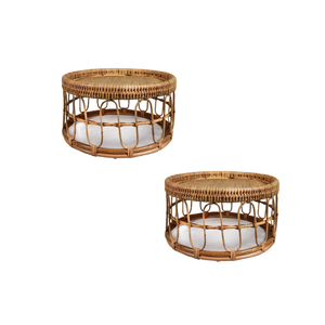 Stylish Traditional Round <b>Rattan</b> Coffee <b>Table</b> with Sleek Design for Entertaining Guests & Relaxing Premium Materials - Product Image 2