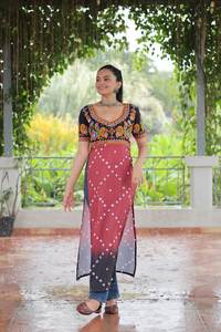 Vestido largo Kurti de seda elegante para mujer de diseñador indio y paquistaní para ropa de fiesta Navratri espejo trabajo encaje borde elegante - Product Image 3