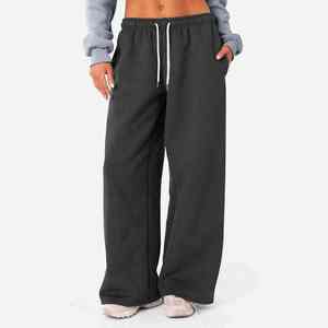 Plain Dyed Women Wide Leg Sweatpants 100% Cotton Material Breathable Loose Baggy Style Custom Made Logo Printing OEM - Product Image 4