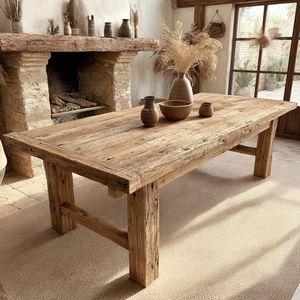 KALATRI Eco-Friendly Square <b>Rustic</b> Modern Hand Carved Solid <b>Wood</b> 6-Seater <b>Dining</b> <b>Table</b> Chandigarh Assembly Required School Hotel - Product Image 2