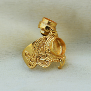 แหวนแฟชั่นประดับอัญมณีธรรมชาติทำด้วยมือทำจากเงินโกเมนสีแดงโกเมนชุบทองทองเหลือง - Product Image 3