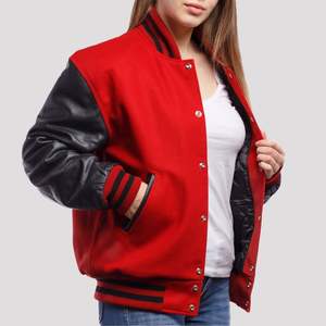 Chaqueta Bomber Universitaria Personalizada para Mujer, Piel de Oveja, Cuello Alto, Transpirable, Mangas Reversibles, Diseño OEM, Invierno Primavera - Product Image 6