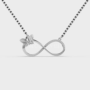 Stonewels Infinity Butterfly Diamant Argent Mangalsutra Trendy Type de chaîne perlée Symbole de l'infini à la mode Papillon orné - Product Image 1