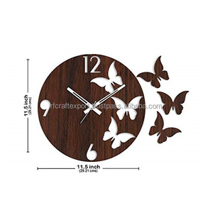 Horloge murale moderne en bois couleur personnalisée RF artisanat motif végétal bureau maison hôtel restaurant mur Art décor suspendu - Product Image 1