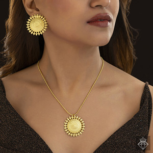 Ensemble de bijoux de mode en vrac faits à la main PRAO Collier et boucles d'oreilles anti-ternissement plaqué or pour les mariages et les fêtes des femmes - Product Image 1