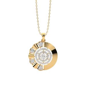 Colgante y abalorios de joyería fina redonda Audora de plata de lujo para mujer, acabado elegante atemporal con chapado en rodio de Halo de CZ redondo - Product Image 1