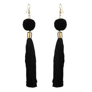 Tip Top Fashions Pendientes de tuerca de hilo negro chapados en oro Diseño geométrico religioso de moda con perla de circón PARA EL Parties-1310920A - Product Image 1