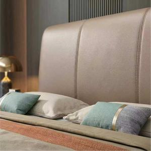 Lit plateforme <span class=keywords><strong>à</strong></span> cadre étroit style crème, minimaliste italien, revêtu de cuir véritable, taille Queen, structure KD - Product Image 3