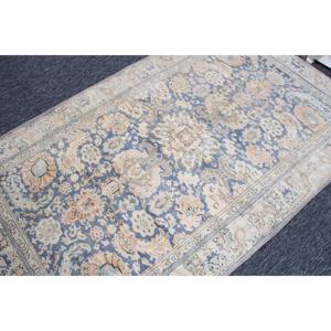 พรมวินเทจขนาด 4.3x7 ฟุต, พรมสไตล์ตุรกี, พรมลายดอกไม้สีเบจฟ้า - Product Image 2