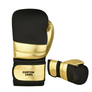 Nuevos Guantes de Boxeo Profesionales en Color Negro y Dorado, Guantes de Boxeo con Logotipo Personalizado para Hombres, Mujeres y Niños - Product Image 1