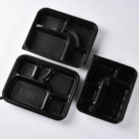 Emballage alimentaire pour déjeuner en plastique avec étiquette personnalisée Conteneur à emporter Boîte à bento à 5 sections