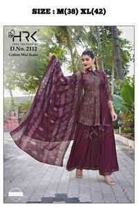 Seda romana suave exclusiva con trabajo manual Kurti Plazzo y fabricante de Duptta DE LA India al precio más bajo - Product Image 2