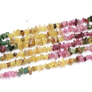 Cuentas de piedras preciosas sueltas con forma de pepita sin cortar multiturmalina Natural, cuentas de virutas de piedra de turmalina de 4-5mm para fabricación de joyas a granel - Product Image 1