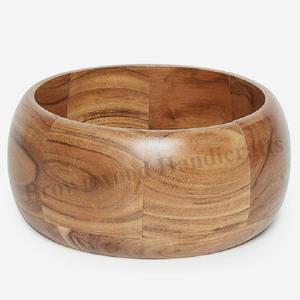 Bols en bois faits à la main de bonne qualité Bol à mélanger pour salade en bois d'acacia naturel à prix fiable Bol en bois de grande taille pour salade - Product Image 4