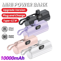 Mini Powerbank portable WM 5000mAh 10000mAh, Power Bank léger en forme de capsule avec câble de type C, batterie de charge rapide