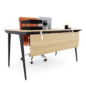 Bureau en contreplaqué au design minimaliste 140x80cm avec pieds coniques en fer HBCO035 - Product Image 4