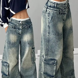 Nouveau Design élégant pantalon Baggy haut de gamme qualité surdimensionné Denim pantalon 100% coton biologique respirant femmes pantalons - Product Image 1