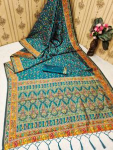 Saree DE TRABAJO estampado de seda suave pura de último diseñador de Fab Zone - Product Image 5