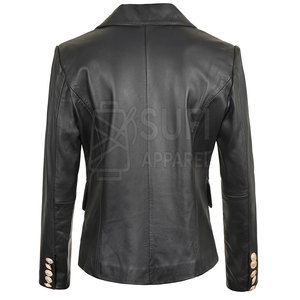 Veste d'hiver pour femme en cuir véritable de haute qualité, logo personnalisé sur le devant, écologique, coupe-vent, manches longues, tailles personnalisables - Product Image 2