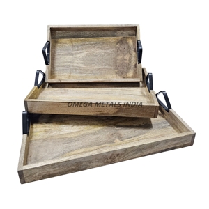 Plateau ovale en bois de manguier au design élégant avec impression festive rouge et bleu audacieux pour un service élégant et une décoration intérieure moderne - Product Image 5