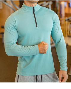 Nouveauté T-shirt à manches longues et à séchage rapide pour homme, vêtements de sport, fitness, 1/4 coton, 100% - Product Image 6