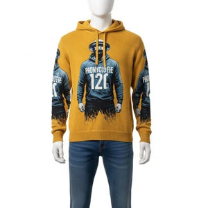 Sweat à capuche en tricot pour homme, mélange de coton et de polyester, imprimé numérique doux, chaud, décontracté, streetwear, usage quotidien, vente en gros - Product Image 4
